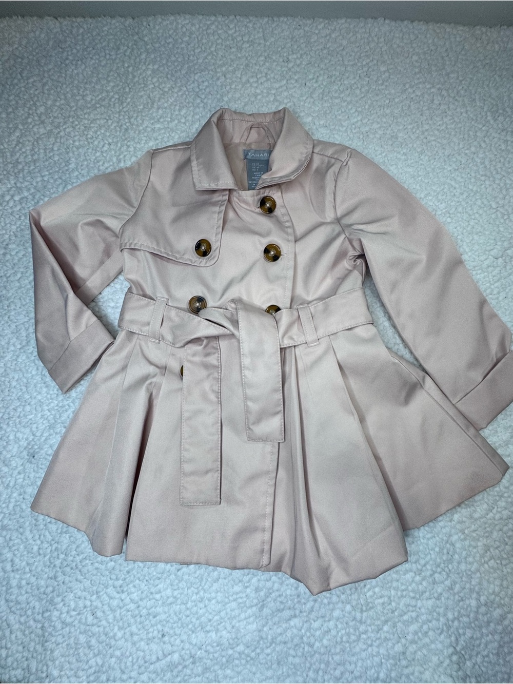 Tahari Blush Pink Trench Coat Collar Detail